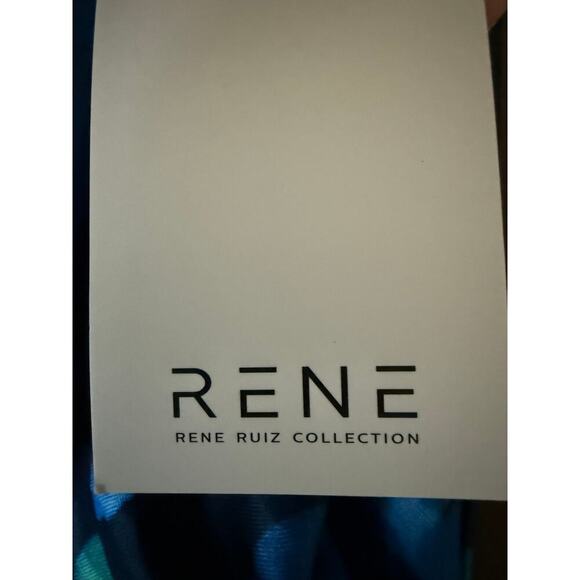RENE RUIZ Collection NWT Blue Printed One Shoulder Gown Plus Sz 18 - Picture 6 of 8
